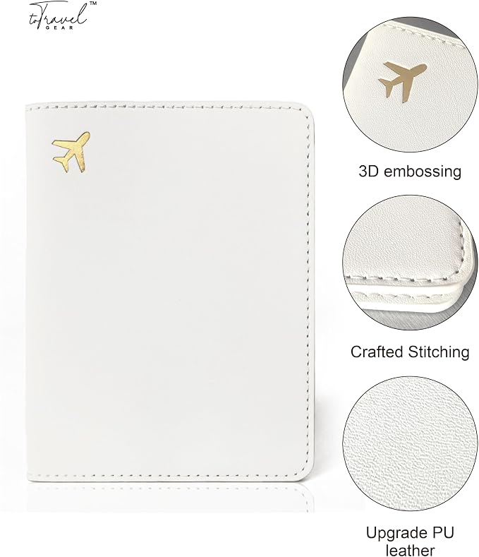 Passport Holder for Travel Essentials,RFID Blocking Passport Cover Case for Travel Accessories,Travel Wallet for Women Men (Cream)
