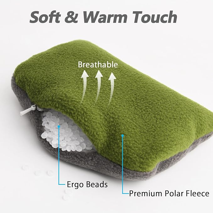 Large Mouse Wrist Rest Bean Bag, Ergonomic Mouse Support Pad Filled Ergo Beads for Computer, Laptop, PC Gaming (Green)