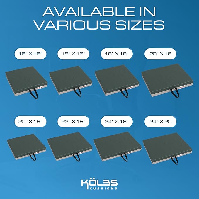 Kölbs Gel Extreme Wheelchair Cushions Seat Cushion, Coccyx, Sciatica & Tailbone Pain Relief Seating Pad Ideal for Office, Kitchen Wheelchairs and Auto, 24 x 20, 3 Inch Thick
