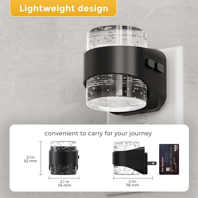 L LOHAS LED Night Light, RGB Bubble Night Lights Plug into Wall, 2 Pack 10-Color Change Night Light,Dimmable Nightlights with Dusk to Dawn Sensor for Rooms Bathroom Hallway