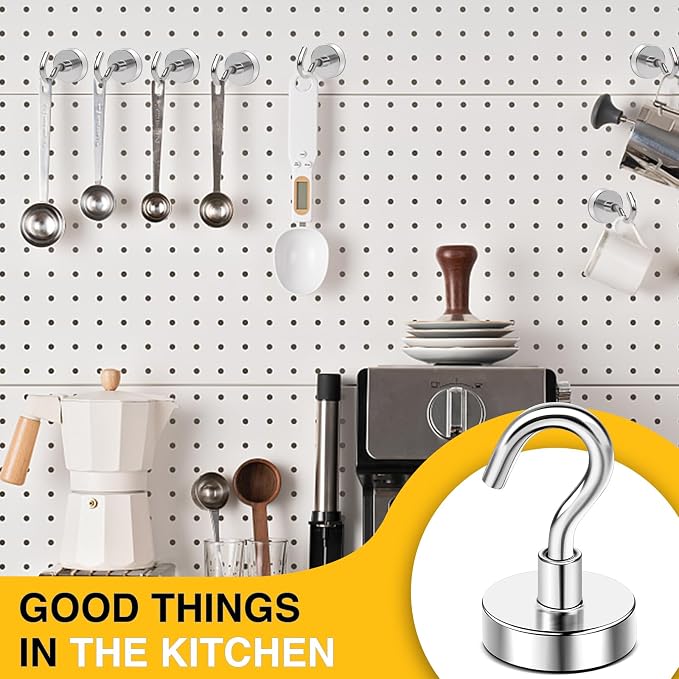 DIYMAG Magnetic Hooks, 30lbs 6pcs Cruise Cabin Essentials Heavy Duty N52 | Strong Neodymium Rare Earth Magnets, for Kitchen, Classroom, Beach, Cruise Cabins, Refrigerator, Hanging Key Clothes Wall Hat