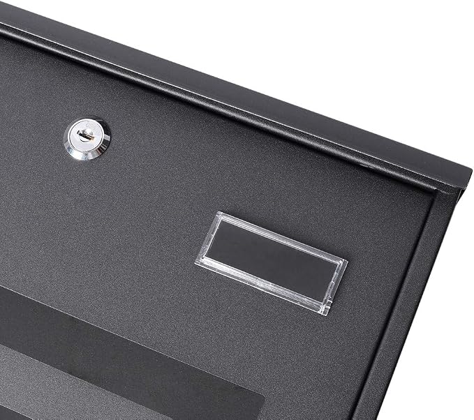 Decaller Galvanized Steel Mailbox with Key Lock, Wall Mount Metal Mail Box Outdoor, 13" x 11.8" x 4.1", 918 Black