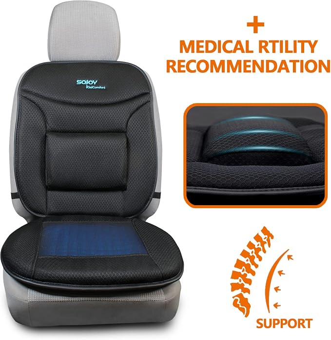 Sojoy Truck Seat Cushion – Gel Memory Foam Seat Pad with Lumbar & Back Support, for Office Chair, Car & Semi-Truck, Pain Relief & All-Day Comfort