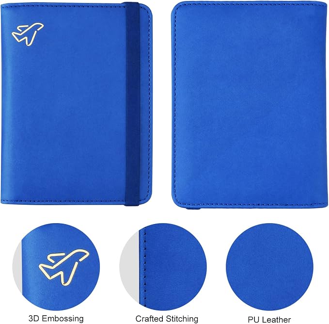 WALNEW Passport Holder for Travel, RFID Passport Cover Wallet for Women Men, PU Leather Passport Book Card Holder Case with Pen, Travelling Essentials for Flying | PU Leather Passport Cover Case with Pen Holder, Travel Must Haves Accessories, Passport ...