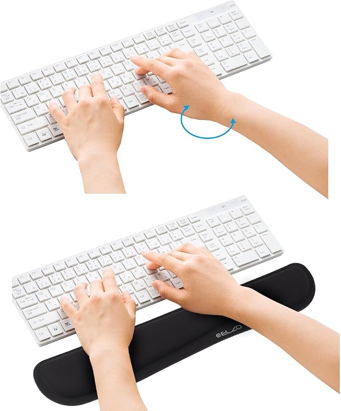 ELZO Keyboard Wrist Rest Pad Support with 65D High-Density Thicken Memory Foam Padding, Ergonomic Design Computer Rest Pad Desk Wrist Mat, Non-Slip Rubber Base Office Laptop | 65D High-Density Thicken Memory Foam Padding, Ergonomic Design Computer Rest...
