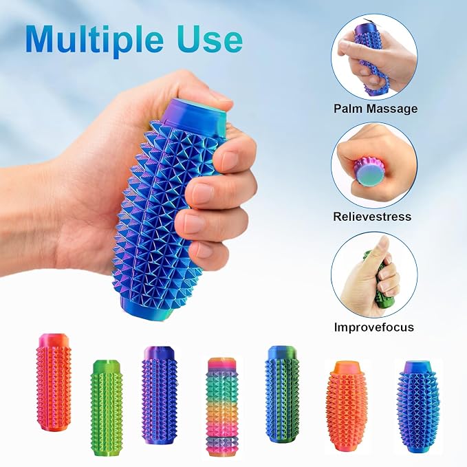 5PC Little Ouchies Fidget Toys Adults,Pain Stim Pocket Sensory Toys for Anxiety and Stress Reduction,Portable Travel Stress Relief Spiky Fidget Keychain (Style-1)