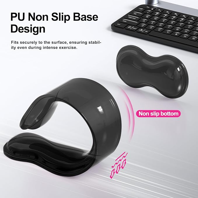 MOKURU Gel Keyboard and Mouse Wrist Rest Set, Comfort Ergonomic Wrist Support, for Wrist Pain Relief, Computer Keyboard Wrist Rest (Black)