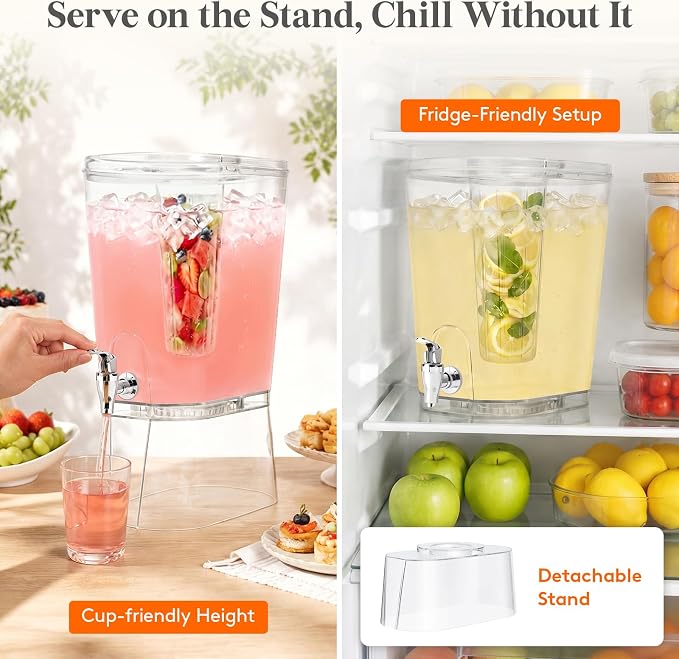 Lifewit 3 Gallon Drink Dispenser for Parties, Large Plastic Beverage Container with Fruit Infuser & Leak-Proof Spigot, BPA Free Water Pitcher for Juice/Tea/Lemonade - Ideal for Bar & Outdoor, 2 Pcs