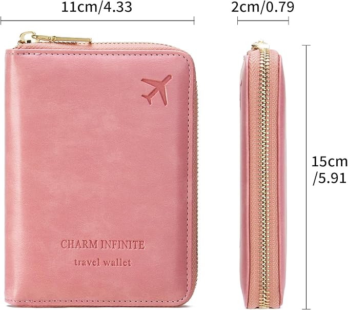 Travel Passport Wallet RFID Blocking Passport Holder-Women and Men with Zippered Ladies Passport Cover