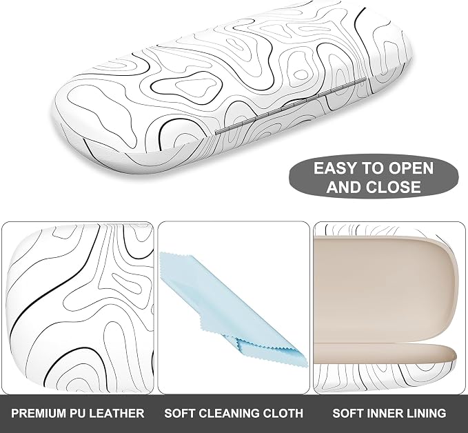 Eyeglasses Case, Portable Hard Shell Protective Case for Glasses, Eyeglass Holder Box for Women with Cleaning Cloth