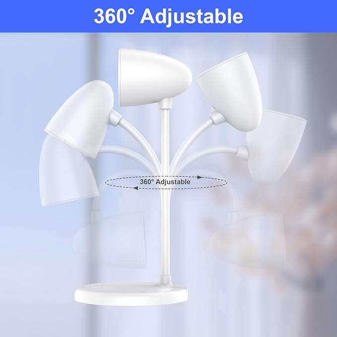 LED Desk Lamp for Home Office,Dimmable Table Lamp 3 Light Colors | Reading Light for Bedside Small Desk Lamp for College Dorm Room,Bedroom Desk Light,White
