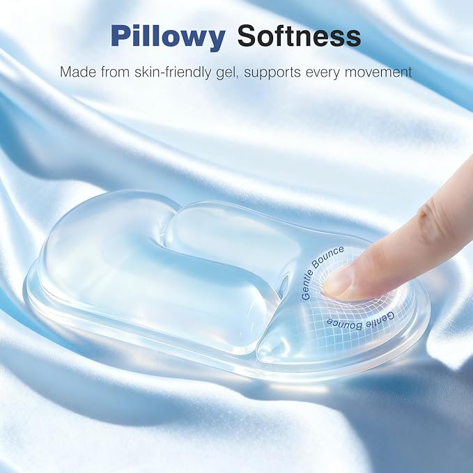 Ospelelf Clear Gel Wrist Rest for Mouse Ergonomic Cushioned Support for Typing & Gaming, Relief Carpal Tunnel, Wrist Pain, Sweat-Proof & Cooling Gel, Comfort for Office, Computer, Programmer, Gamer