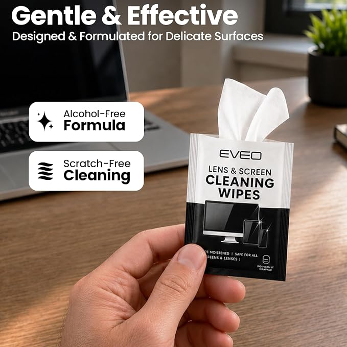 EVEO Screen Wipes - Electronic Wipes, Computer Screen Cleaner Wipes for Electronics | Computer Screen Wipes Phone Wipes & Lens Wipes for PC, Laptop, Phone, Car & More - Microfiber Included (300 Pack)