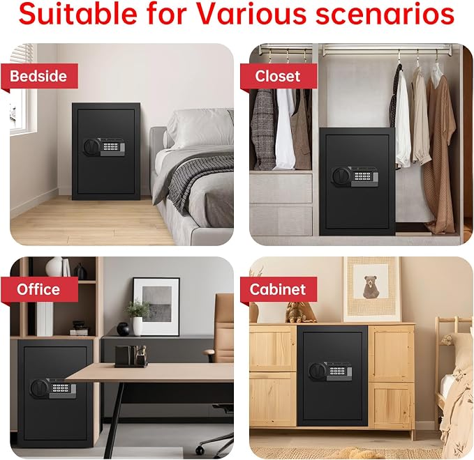 5.1 Cuft Home Safes Water and Fireproof, Large Safety Box Fireproof Waterproof with Electronic Keypad and Spare Key, Fire Proof Safe for Home Documents, Floor Personal Safe for Money Medicine