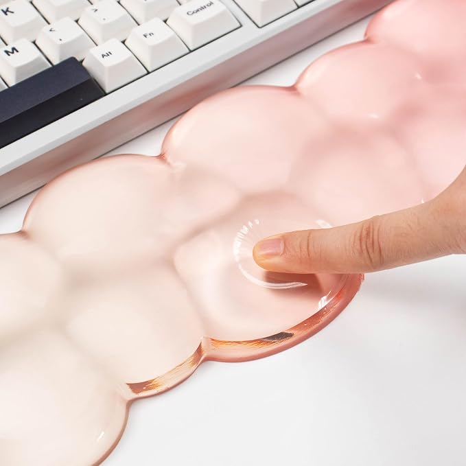 Gel Keyboard and Mouse Wrist Rest Set – Clear Cloud Wrist Rest for Computer Keyboard 60%/68%/75%, Comfort & Support for Typing and Gaming(Orange)