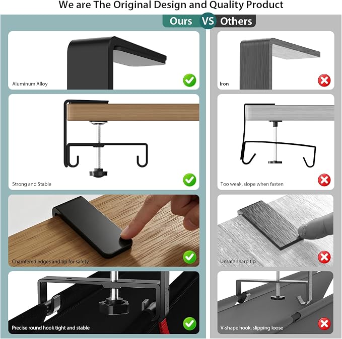 Univivi No Drill Under Desk Cable Management Tray, 48" Cord Organizer for Table, Clamp/Screw Mount Desk Cable Management, Premium Fabric Cable Management Tray for Office, Home (Extra Large)