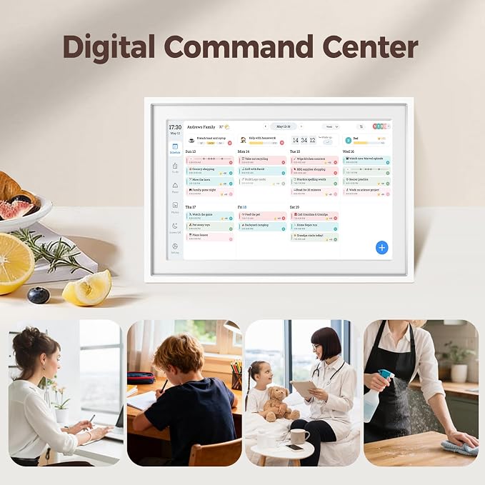 Digital Calendar 10.1IN Electronic Smart Calendars and Chore Chart with Interactive Touch Screen Sync with Phone by App for Family Planner Wall & Desk Mountable Great Gift for Organizing 2026 (White)