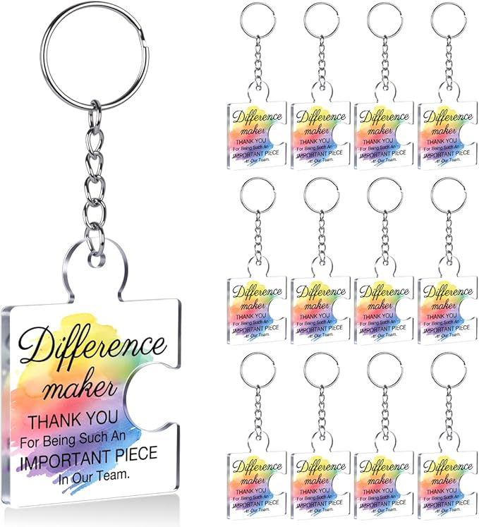 Team Appreciation Gifts Bulk Thank You Keychains for Coworkers | Gift Set for Employee, Staff, Teachers, Teamwork Puzzle Piece Keyring, Acrylic
