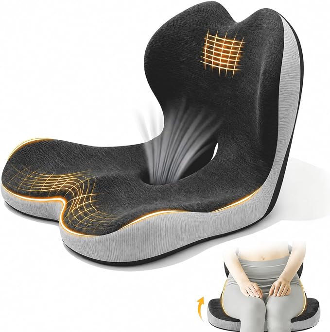 Car Seat Cushion for Long Driving, Office Chair Cushion | Truck Seat Cushion, Increase Height by 3.94 Inch, Double Non slip, Improves Sitting Posture, Sciatica & Tailbone Pain Relief