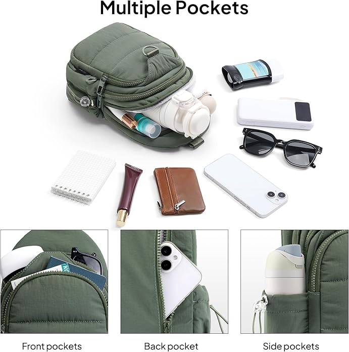 TOPEAST Sling Bag for Women, Anti-Theft Crossbody Bag with RFID Blocking & Small Water Bottle Holder for Travel