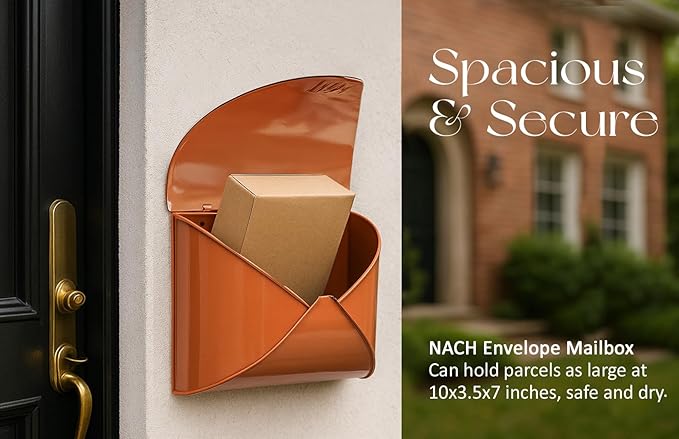 NACH Wall Mount Mailboxes, 11.5 x 9 x 4.5 inch Terracotta Wall Mailboxes for Outside, Waterproof Mailboxes for Outside - Envelope Mailbox