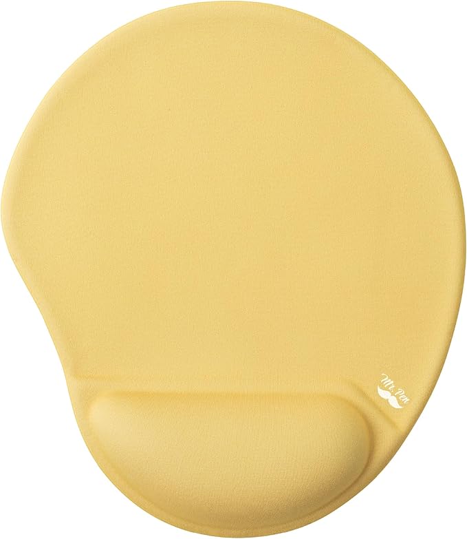 Mr. Pen- Ergonomic Mouse Pad with Wrist Rest | Yellow Breathable Fabric with Memory Foam Cushion, Non-Slip Rubber Base, Gel Mouse Pad with Wrist Support