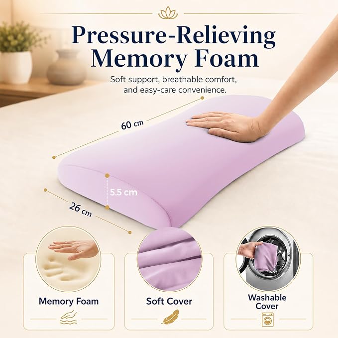 vamorry Lumbar Pillow for Sleeping, Lumbar Support Pillow for Bed for Back Pain Relief, Memory Foam Lower Back Pillow for Bed, Back Support Pillow for Side & Back Sleepers, Washable Cover
