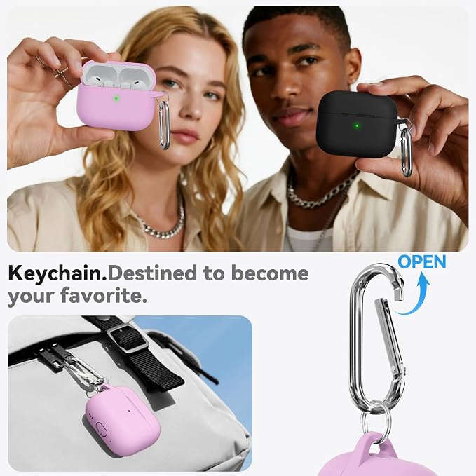 Ljusmicker for AirPods Pro 3 Case 2025 with Cleaner Kit,Light Lilac | Soft Silicone Protective Cover for Apple AirPod Pro 3rd Generation Case with Keychain for Women Men,Shockproof