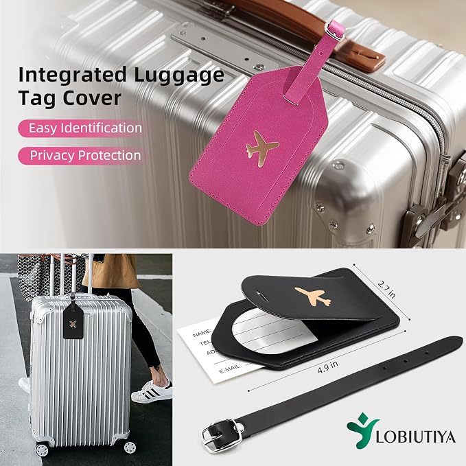 2 Pack Passport Holder For Travel with Slot for AirTag & Luggage Tag Cover – RFID Blocking Passport Holder for Travel Women/Men | PU Leather Passport Case with Pocket, Black/Pink