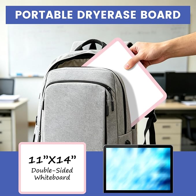 Small Wall White Board, 11" x 14" Mini Double-Sided Magnetic Dry Erase Board with Plastic Frame, Hanging Whiteboard with 5 Markers for Kids Students School Kitchen Home & Office, Pink