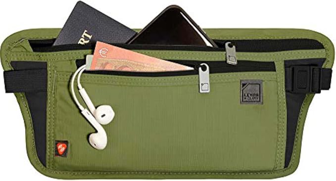Lewis N. Clark Travel Money Belt Pouch, Slim RFID Blocking Anti Theft Waist Stash Pouches for Cash, Cards and Passport Holder