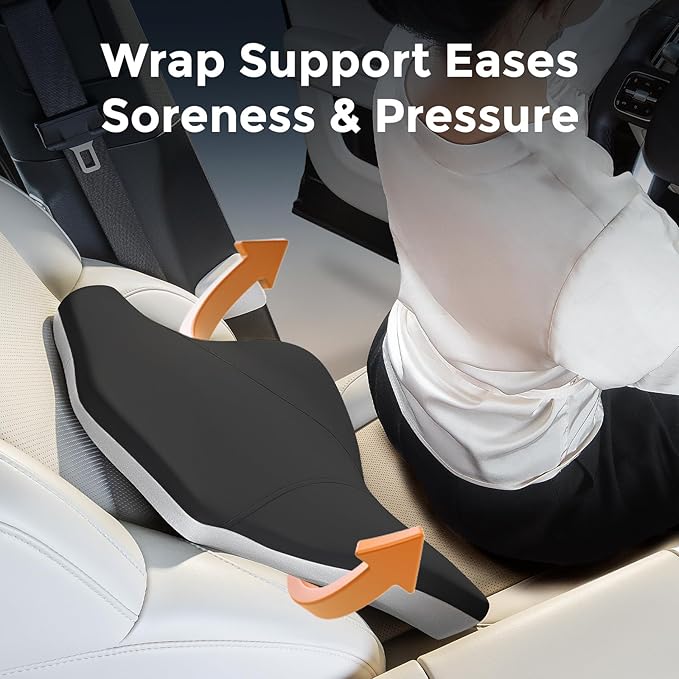 BABUR Lumbar Support Pillow for Car, Back Cushion Support for Driving Seat | Ergonomic 100% Memory Foam, Back Pain Relief, Comfort Lower Back Support for Office Chairs, Car Seat, Wheelchair