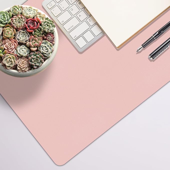 Leather Desk Pad Mat, Pink Desk Mat, 31.5" x 15.7" | Non-slip and Waterproof Computer Mat, Desk Protector for Office/Home, Desk Accessories for Women