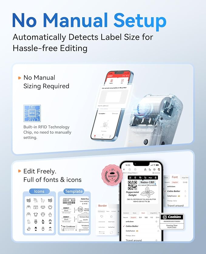 NIIMBOT B1 Label Maker Machine, Thermal Label Printer Easy to Use for Office, Home, Business, Came with 1 Roll White Label(Sliver)