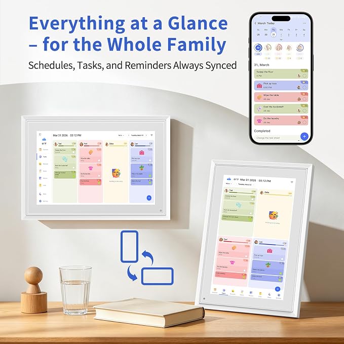 Digital Calendar, 10.1 Inch Smart Digital Wall Planners for Family Schedules, Touchscreen Interactive Chore Chart Display, Smart Family Organizer, Meal Planner, Best Gifts for Women Men