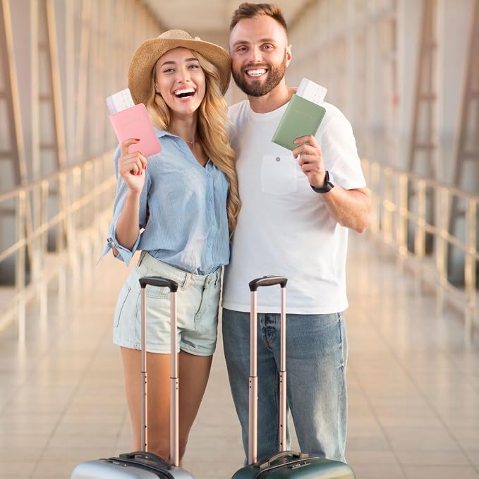 2 Pcs Passport Cover Holder for Travel Waterproof Leather Passport Wallet Case Book Travel Cruise Essentials for Women Men | 2 Pieces