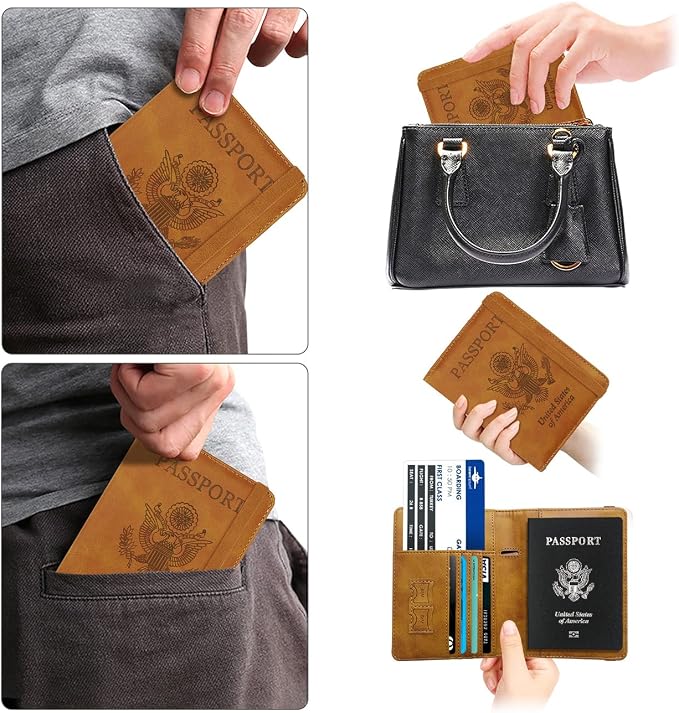 WALNEW Passport Holder for Travel, RFID Passport Wallet, Travel Essentials