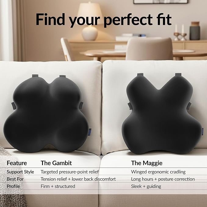 Everlasting Comfort Lumbar Support Pillow for Office Chair - Memory Foam Back Cushion for Car Seat - Promotes Better Posture, Back Pain Relief - Ideal Gaming and Desk Chairs Work and Home Essentials