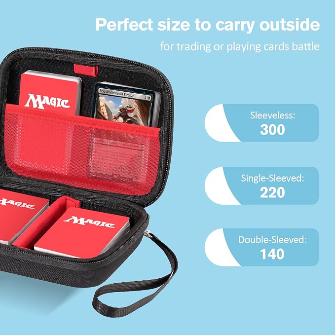 ProCase Collectible Trading Card Case, Hard Travel Carrying Storage Box Holds 300+ Cards for MTG, TCG, Yu-Gi-Oh, Lorcana, Holder Organizer with Removable Divider and Multiple Color Options -Black