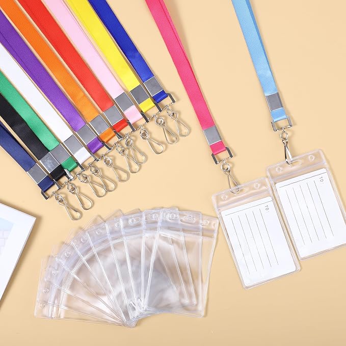96 Pack Lanyards for ID Badges Cruise Lanyard for Ship Cards with Waterproof ID Badge Holder Cruise Essentials 2026 (12 Colors)