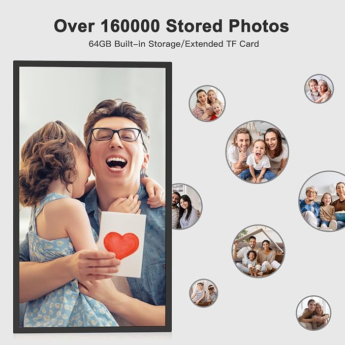 32-Inch 64GB Extra Large Digital-Picture-Frame - 1920x1080 IPS 1080P FHD WiFi Digital Photo Frame, Remote Control, Sync Smartphone Screen, Load Photos Videos from Phone via App Email, Gift for Mom Dad