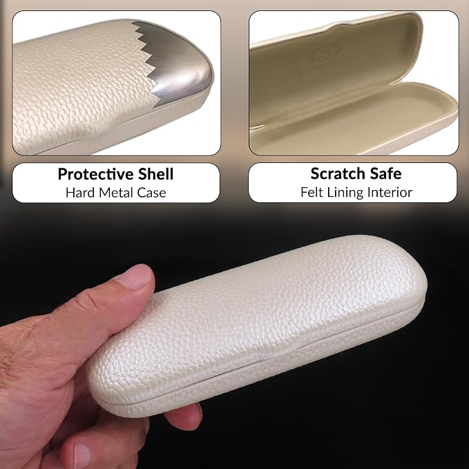 MyEyeglassCase Men Small Glasses case - Eyeglasses Hard Shell Holder Pouch & Cloth-Reading Slim & Narrow Case Heavy Duty