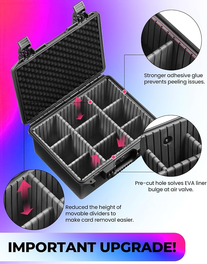 Card Cases for Sports Trading Graded Cards Holder Storage Box Organizer | Waterproof Hard Case Organizer for Baseball Slab PSA BCW MTG TCG Zion Top Loader Rigid Magnetic Card Sleeve with Adj-Dividers