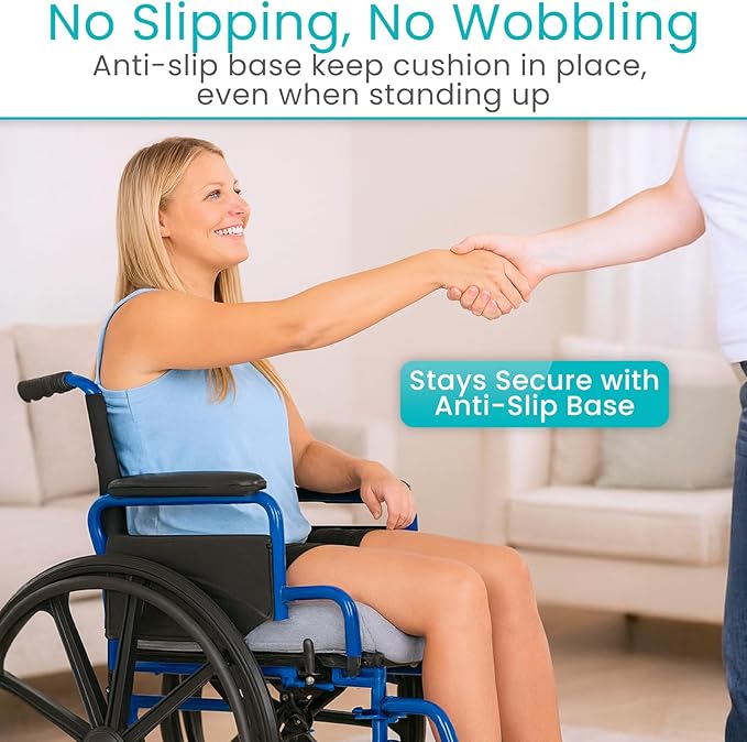 Vive Seat and Chair Cushion - Easy Rise for Elderly for Office, Wheelchair, Desk, Car & Couch - For Computer Use - Foam Sofa Pad With Cover - For Adults/Seniors - Relief for Back, Tailbone or Sciatica