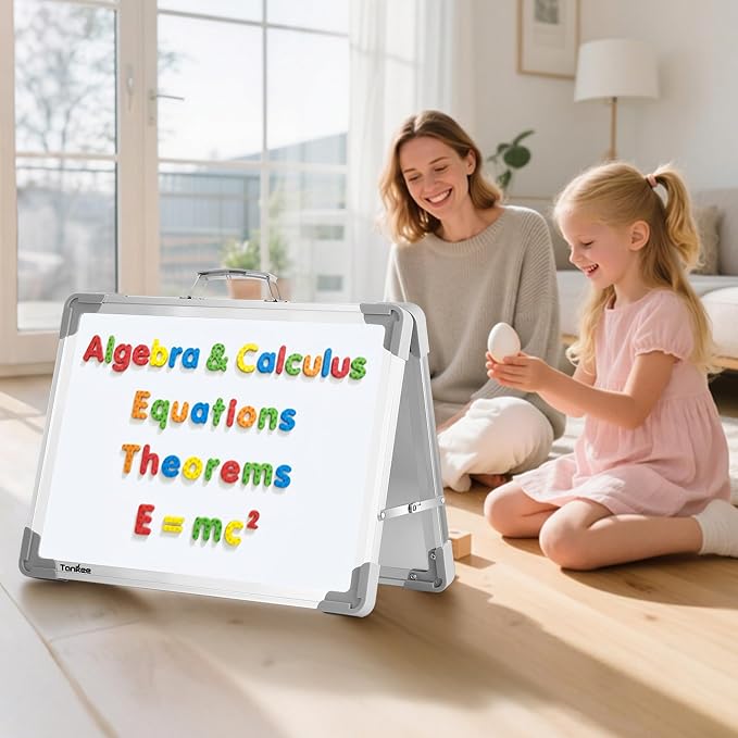 Dry Erase Board 18x24 Double Sided Magnetic Whiteboard with Stand | Portable, Foldable, With Stand, Magnetic, Desk Top White Board for School Classroom Homeschooling Office Home Teacher Student