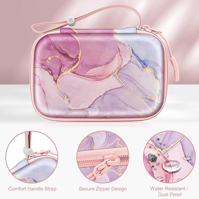 FINTIE Label Maker Case Compatible with Phomemo D30 D35, NELKO P21, SUPVAN E10, NIIMBOT D11 D110, JADENS D110, ORGSTA S001 - Portable Shockproof Hard Shell Label Printer Carrying Cover, Dreamy Marble