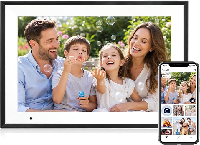 Digital Picture Frame, 10.1 Inch Digital Photo Frame with 32GB Storage, WiFi Photo Frame with 1280×800 HD IPS Touch Screen, Auto-Rotate Smart Electronic Frame, Share Photos and Videos via AiMOR App