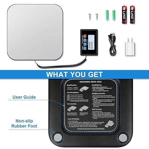 Fuzion Shipping Scale, 440LB x 10g Postal Scale - LiftX, Hold/Tare Function | High Accuracy, Easy Use, Digital Shipping Postal Scale for Packages, Luggage, Mailing, Postage, Battery & AC Adapter Included