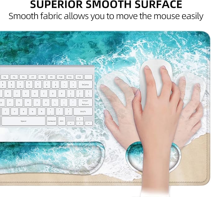 LATEEFAH Desk Mat, Mouse Pad with Wrist Rest, 4-in-1 Large Mouse Pads for Desk, Ergonomic Mouse Pad and Keyboard Wrist Rest Gaming Keyboard Mat for Office, Home