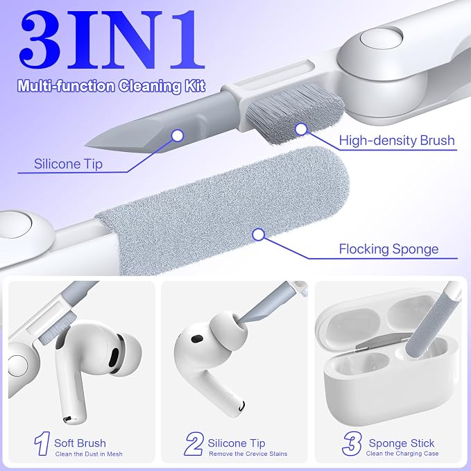 for AirPods Pro 3 Case Transparent with Lock, Clear Purple | Compatible MagSafe, Compatible with Apple AirPods Pro 3rd Generation Case with Cleaning Kit & Keychain, Auto Pop-Up